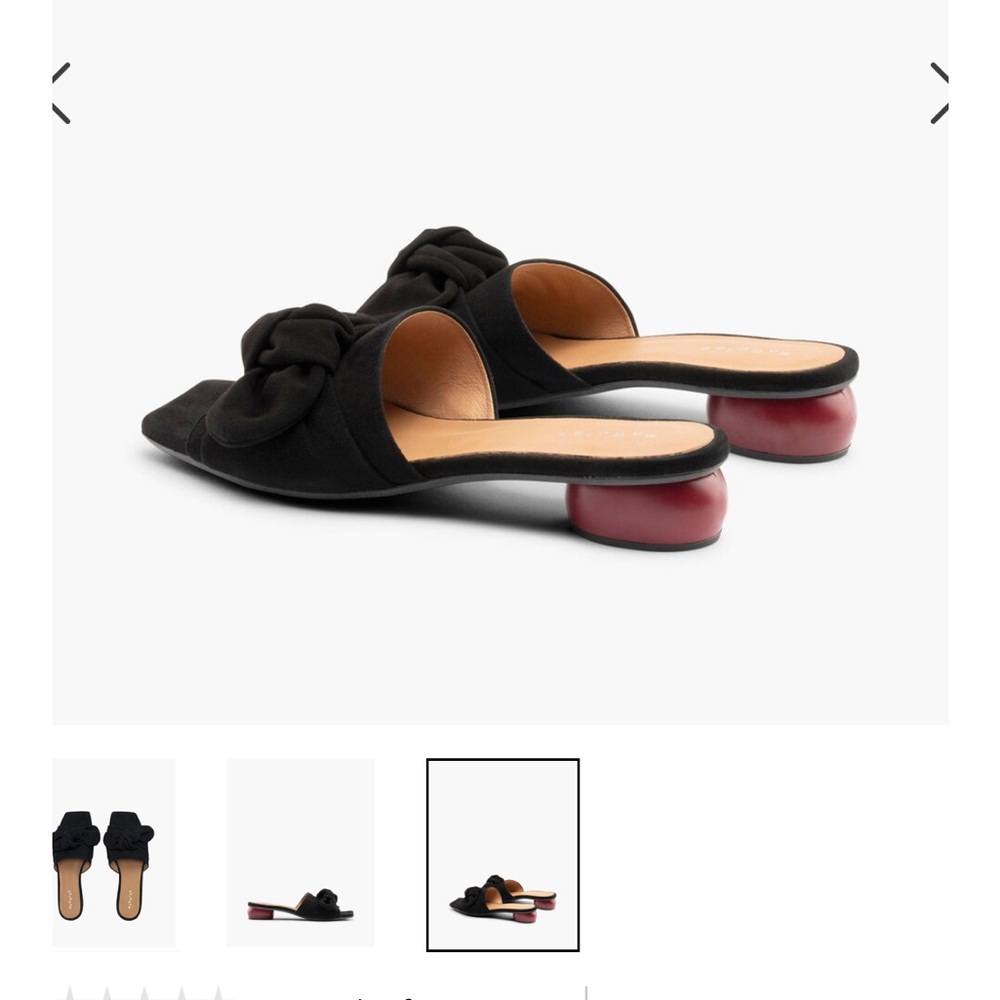 Maguire Modena Black Suede Slides with red heels